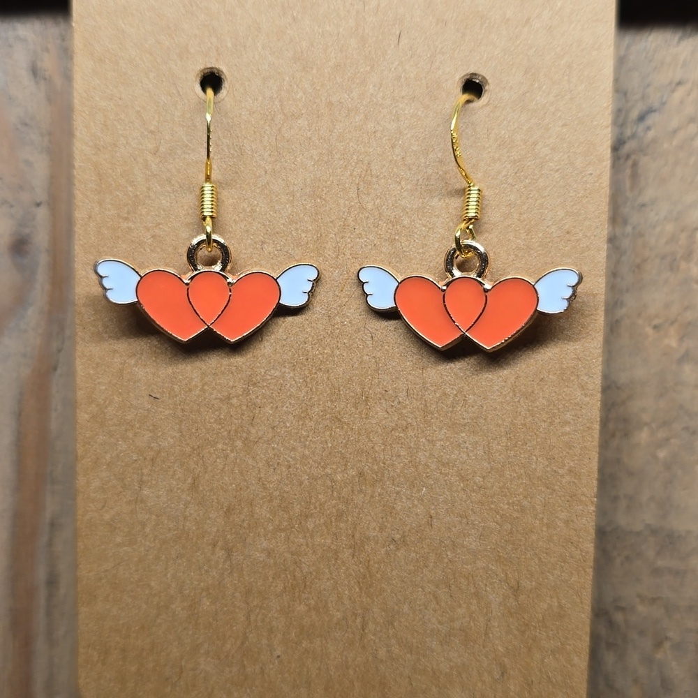 Valentine's Day Peach Heart Earrings